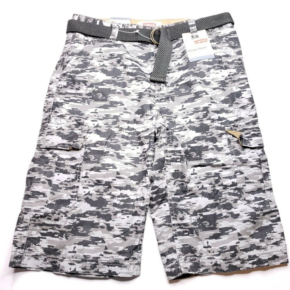 Boys Levis Cargo Shorts 91R967-GR5 Grey Digi Camo Size 18